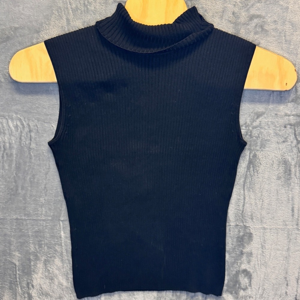 2289 | Chico's Silk Blend Ribbed Turtleneck Sweater Black Women 2 L